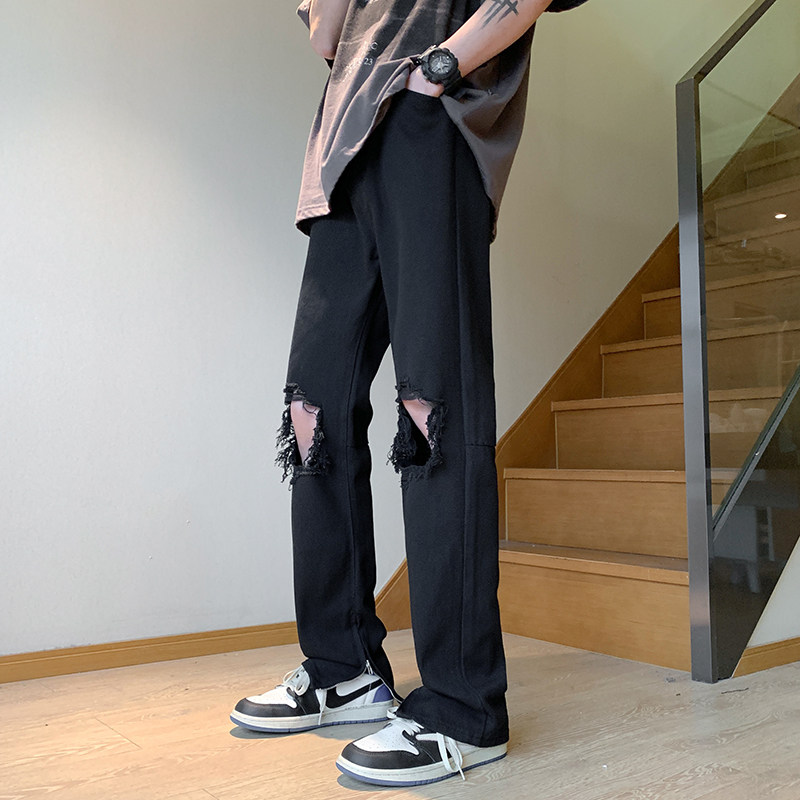 XZ409-1-K634-P55春夏新款膝盖破洞小脚修身牛仔裤男（控68）,男装牛仔裤,星座1514