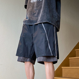 XZ409-1-K651-P45夏季假两件拉链设计宽松运动休闲短裤（控58），男装休闲裤，星座1514