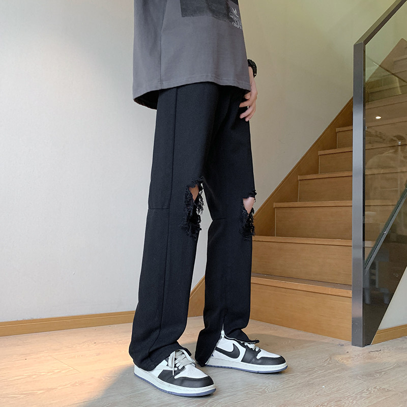XZ409-1-K634-P55春夏新款膝盖破洞小脚修身牛仔裤男（控68）,男装牛仔裤,星座1514
