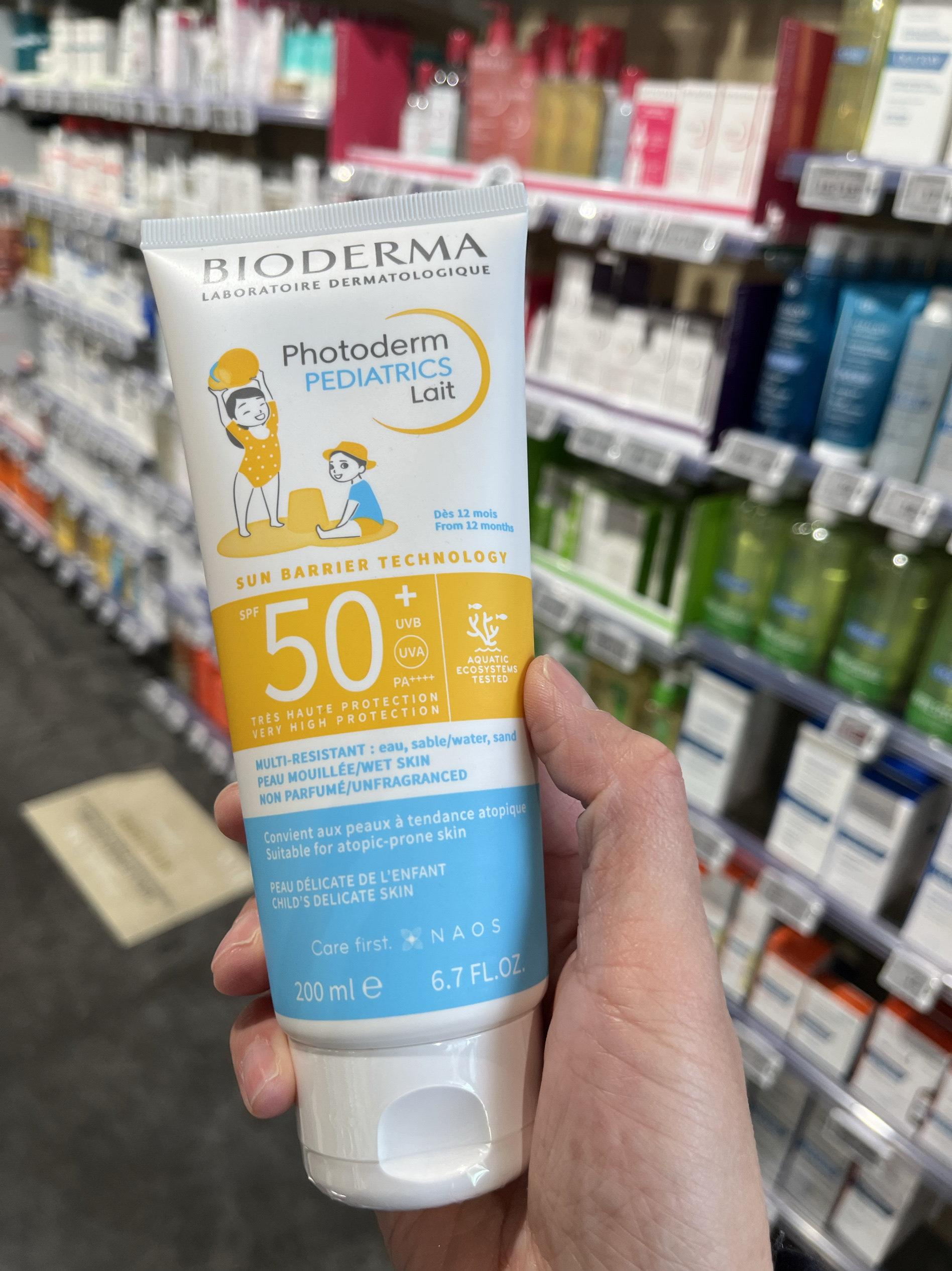 法国版Bioderma贝德玛晳妍婴幼儿童高倍防晒乳液物理防晒霜200ml
