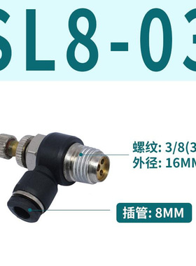 气/动接头L型节流阀流量控制调速阀 SL4/6/8/10/1-M/0102/02FWG3/