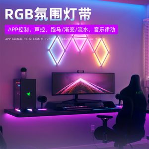 氛围灯RGB灯带电竞房装饰米家智能低压LED灯条自粘幻彩色跑马拾音