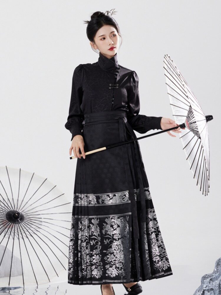 향상된 HANFU 당나라 정장 여성의 중국 스타일 젊은 스타일 가을 새로운 상위 여성의 향상된 말 얼굴 스커트 여성 정장