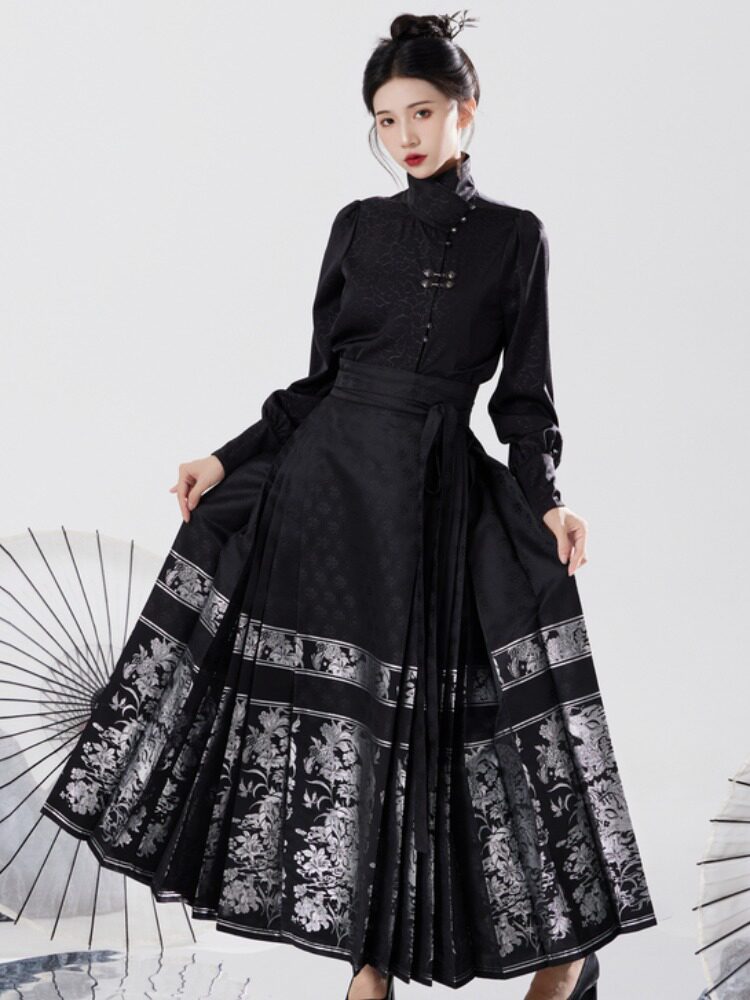 향상된 HANFU 당나라 정장 여성의 중국 스타일 젊은 스타일 가을 새로운 상위 여성의 향상된 말 얼굴 스커트 여성 정장