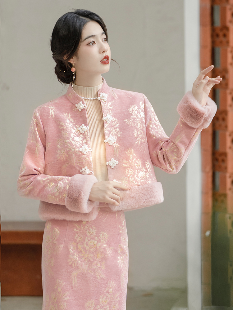 汉服冬装女唐装小棉袄冬季改良