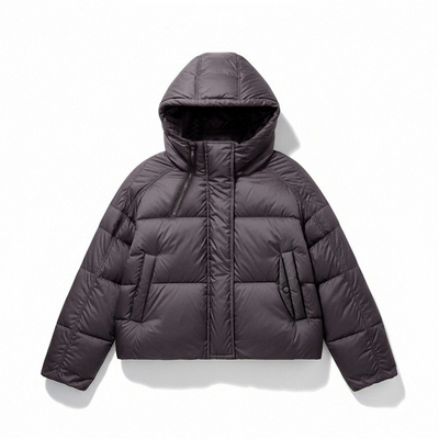 女士休闲纯色宽松连帽拉链羽绒服保暖外套 YHG411770G