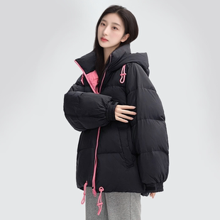 女士时尚休闲连帽短款面包服羽绒服YHF211413G