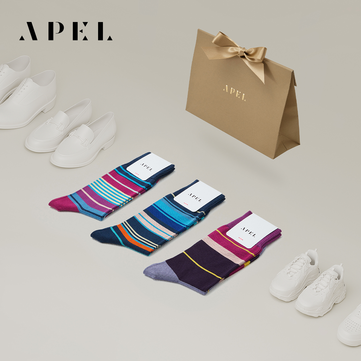 APEL丝光匹马棉棉袜3双礼盒装