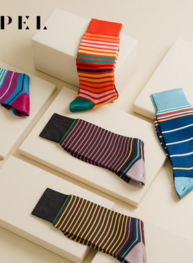 APEL丝光进口匹马棉条纹袜子男中筒袜春夏透气女百搭高端潮流棉袜