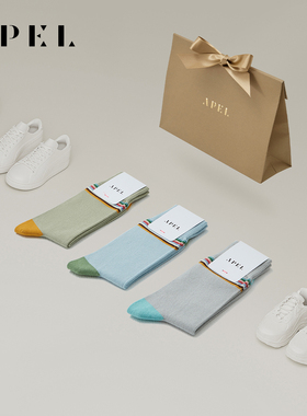 APEL3双礼盒装匹马棉条纹袜子节日礼物中筒袜女时尚百搭潮流棉袜