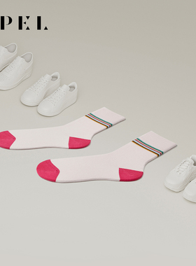 APEL匹马棉条纹情侣袜子男中筒袜柔软舒适透气女百搭高端潮流棉袜