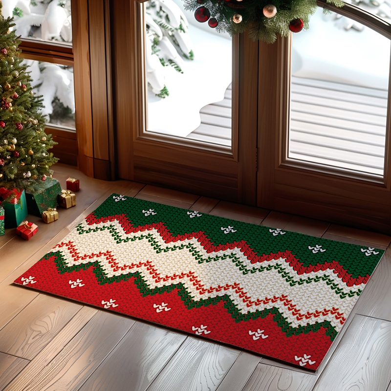 圣诞节入户门垫丝圈地垫新年家用喜庆装饰商用进门耐磨脚垫防滑垫