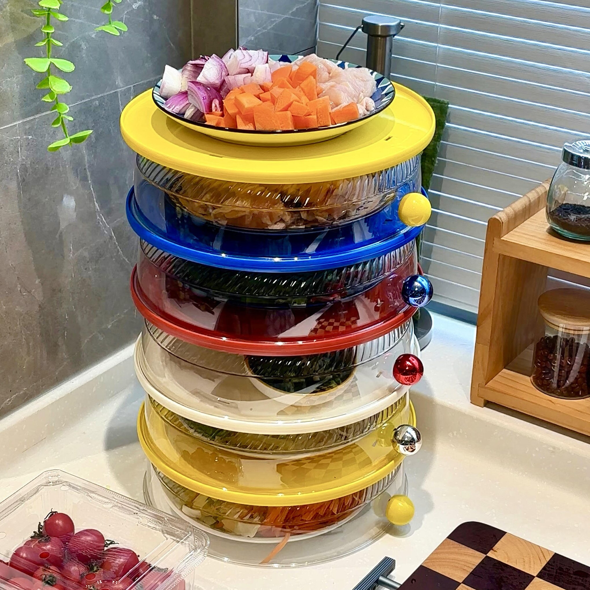 保鲜果盘备菜防尘神器多功能餐桌