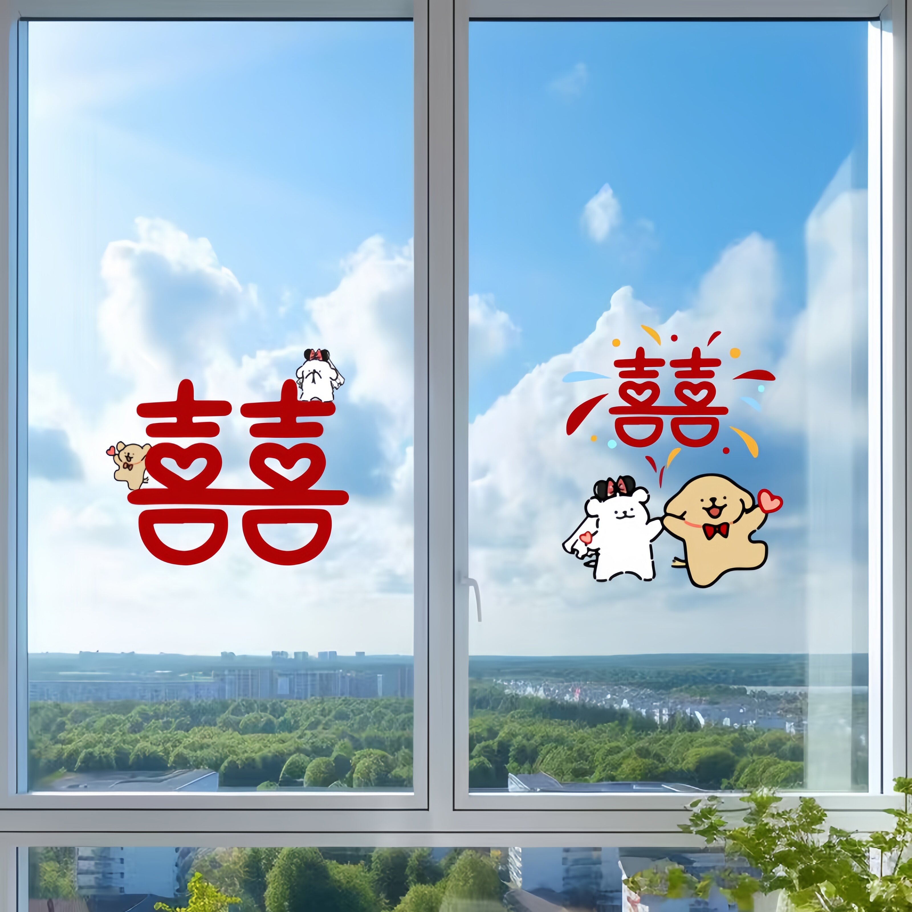 婚房布置窗户都变得喜庆可爱了!