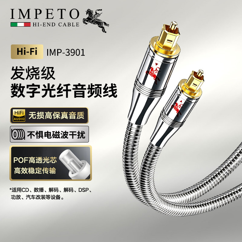 IMPETO罗马战神进口发烧级光纤音频线spdif方对方电视功放音响线