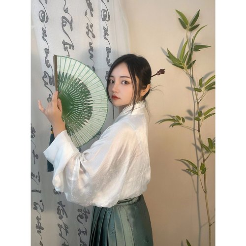 京城六扇门小叶子浅绿折扇子礼品