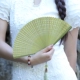 全竹扇子蜻蜓草绿色中国风女士折扇随身全竹古风扇舞蹈小扇子迷你