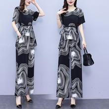 时尚中年女士阔腿裤套装女夏装2025新款洋气减龄遮肚子显瘦两件套