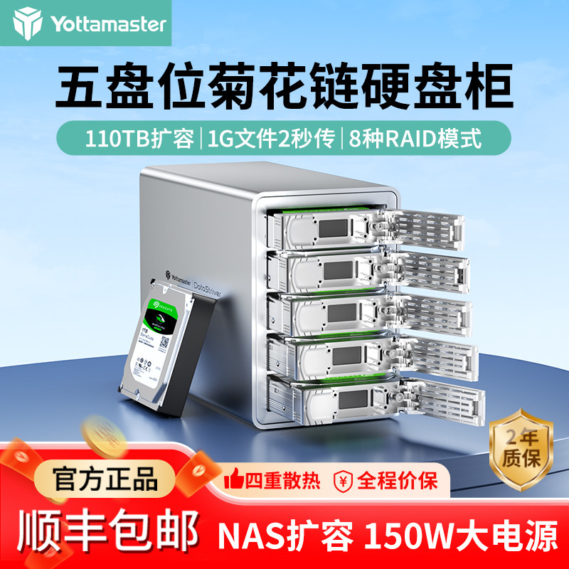 尤达大师硬盘盒硬盘阵列柜SATA磁盘外接3.5寸机械多盘位usb菊花链