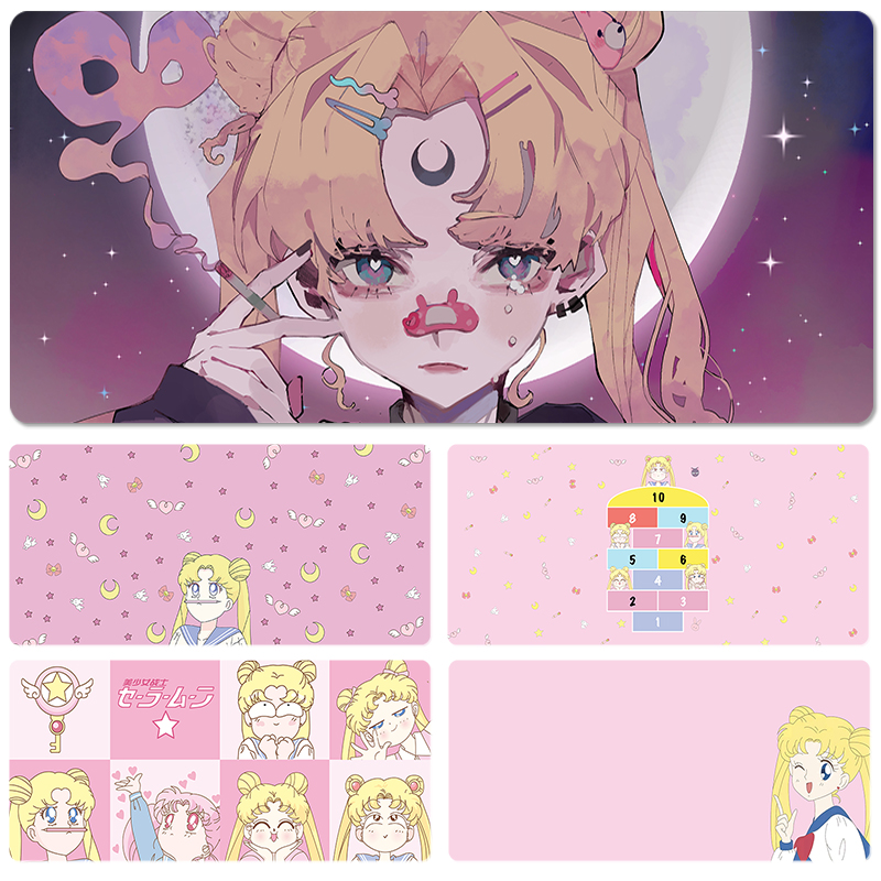 可爱美少女战士月野兔鼠标垫超大号锁边可爱女生粉色动漫键盘垫