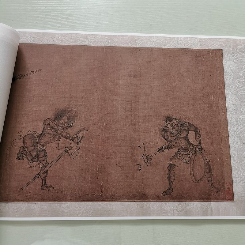 颜庚钟馗嫁妹图卷复古书画人物国画真迹微喷仿古画芯手卷装裱装饰