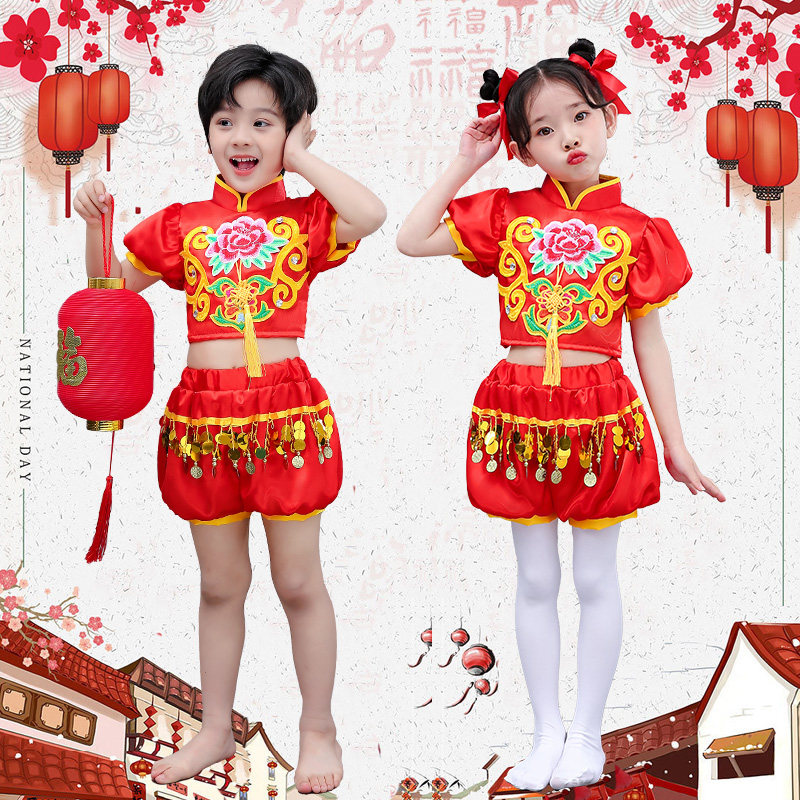 六一儿童喜庆中国红梦娃演出服男女童幼儿园开门红灯笼舞蹈表演服