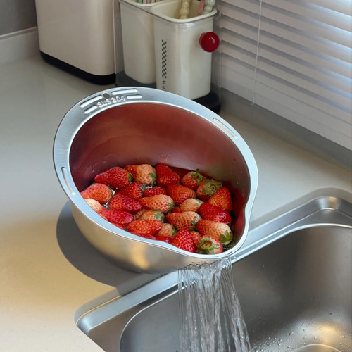 厨房304不锈钢沥水篮洗菜洗水果淘米盆食品级漏盆家用滤水篮