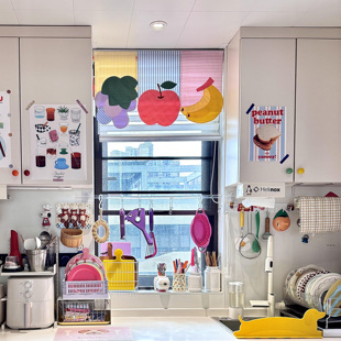 【新家的100个快递】厨房门帘遮挡帘卡通水果窗帘三角旗挂帘装饰