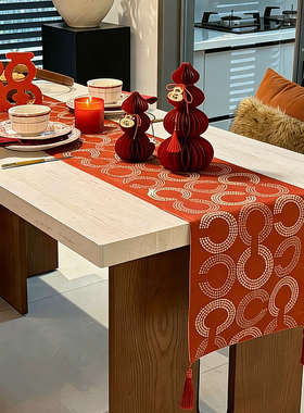 新年桌旗红色桌布春节元旦客厅茶几氛围感场景布置装饰2026新款