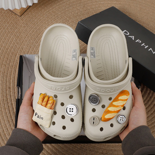 微松鞋扣适用crocs鞋花黑色洞洞鞋配饰面包纽扣diy立体可拆卸装饰