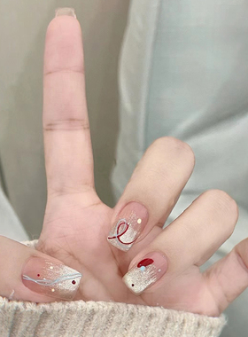 新款纯手工穿戴美甲简约百搭涂鸦