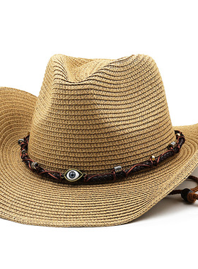 防晒时尚草帽Wide Brim Men Hat Panama Cowboy Hats Women