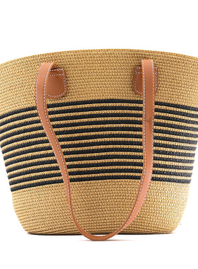 Women Straw Bag Tote Bohemia Boho 波西米亚条纹大容量托特包女