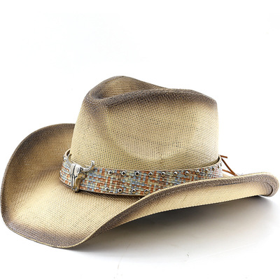 防晒时尚草帽Wide Brim Men Hat Panama Cowboy Hats Women
