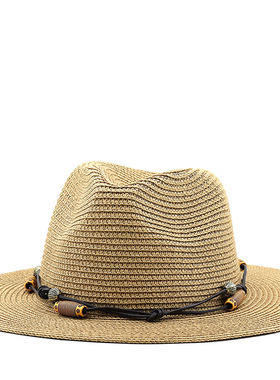 草帽western cowboy hat new春夏男女中性款休闲大沿草帽巴拿马