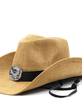 草帽vintage western cowboy hat fashion草帽西部牛仔帽子户外