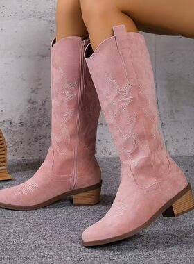 Western Cowboy Boots for Women高筒女靴跨境大码2025年秋冬新款