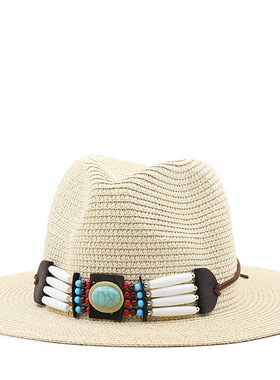 草帽vintage western cowboy hat fashionins纸草帽欧美波西米亚