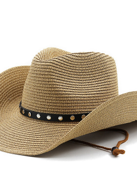 防晒时尚草帽Wide Brim Men Hat Panama Cowboy Hats Women