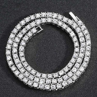women necklace chocker新5mm圆形男士嘻哈网球链饰品满钻女士