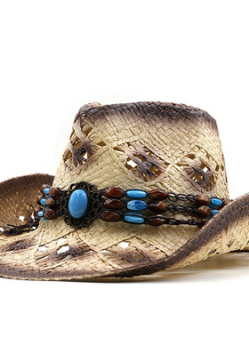 草帽Sun Straw Beach Hats Men Women Cosplay Cap简约度假沙滩