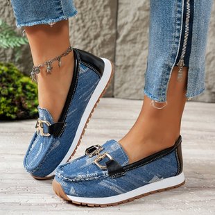 Cowboy Boots for Women大码休闲单鞋女新款Jeans Loafers Shoes