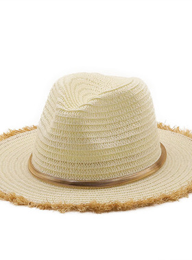 防晒时尚草帽Wide Brim Men Hat Panama Cowboy Hats Women