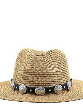 防晒时尚草帽Wide Brim Men Hat Panama Cowboy Hats Women