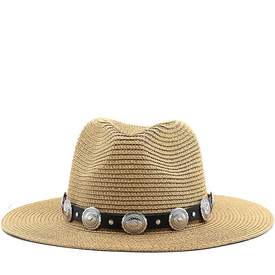 防晒时尚草帽Wide Brim Men Hat Panama Cowboy Hats Women