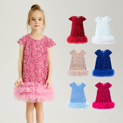 summer dress vestidos dresses robe gown连衣裙女女童亮片背心