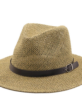 草帽Western Cowboy Hat 亚马逊女草帽礼帽爵士帽镂空太阳帽户外