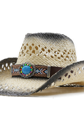 防晒时尚草帽Wide Brim Men Hat Panama Cowboy Hats Women