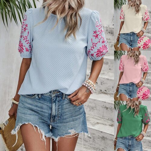 summer t shirt tshirt shirts tees cool tops欧美女装新款刺绣