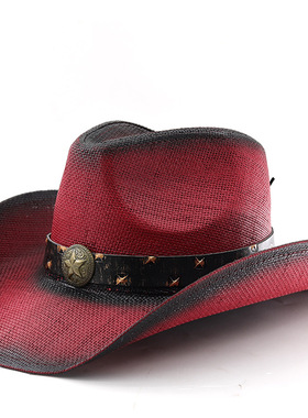 草帽防晒西部牛仔帽Trendy Wide Brim Men Hat Panama Cowboy